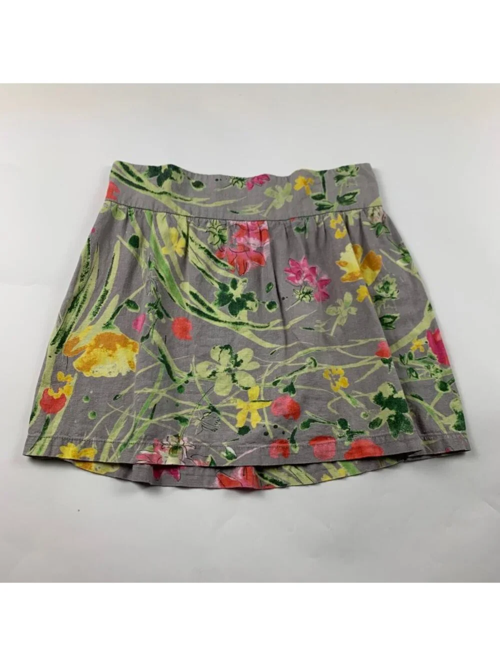Old Navy Watercolor Floral Linen Blend Mini Skirt M